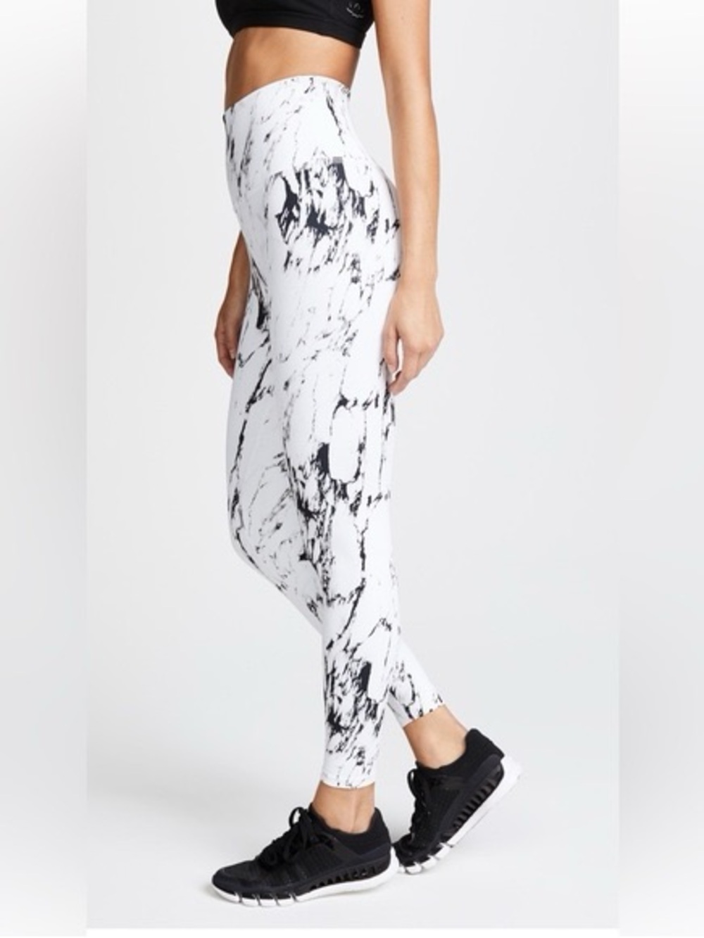 Beyond Yoga High-Waist Marble Print White & Black Women’s Leggings